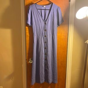 periwinkle full button midi dress